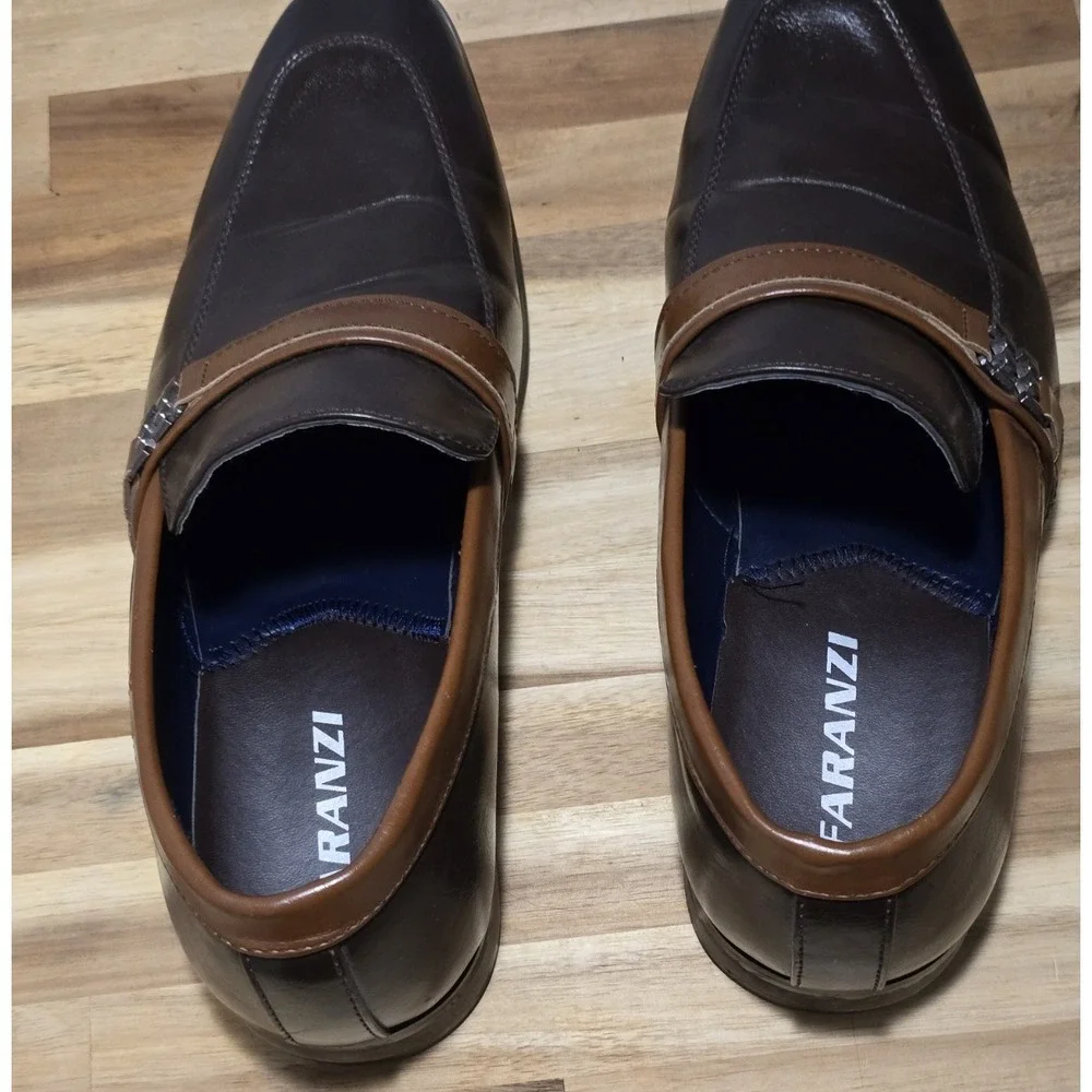 Faranzi Woody Men's Faux Tan/Brown Leather Loafers‎ Size 10.5M Church Dress City